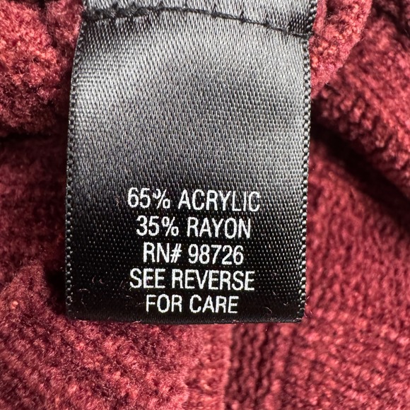 Croft & Barrow Mens XL Burgundy Red Textured Chenille Knit Crewneck Sweater - Picture 3 of 10